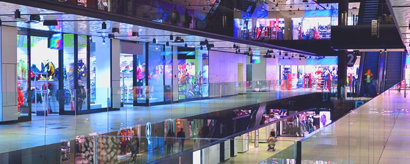Shopping mall with digital signage.